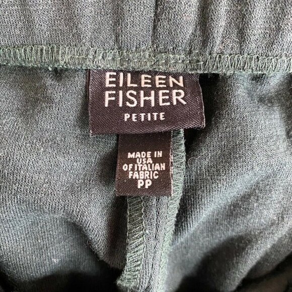 Eileen Fisher Women Straight Leg Pants Green Flat Front Elastic Waist Petite 2/4 - Picture 5 of 7